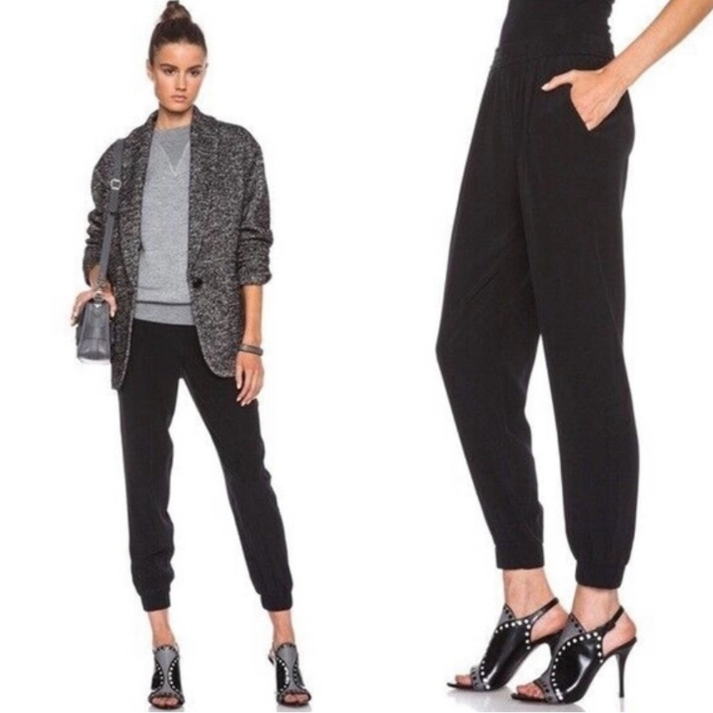 DIANE von FURSTENBERG Janeta Silk Black Jogger Pants $298